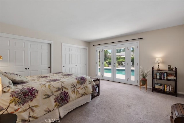 8652 Surrey Ln, Rancho Cucamonga, CA 91701 - carpeted bedroom with french doors, access to outside, and two closets