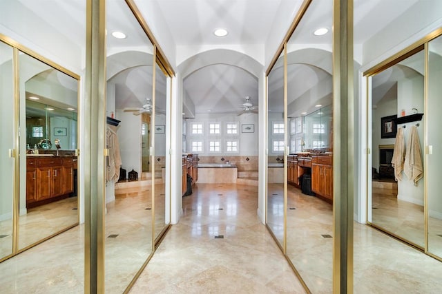 4883 Bradshaw Ct, San Diego, CA 92130 - hallway featuring recessed lighting