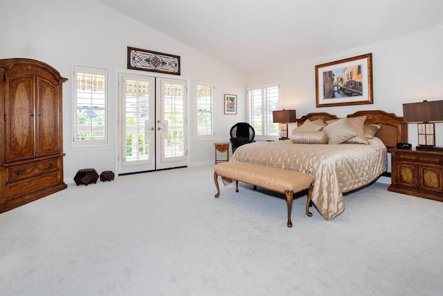 4883 Bradshaw Ct, San Diego, CA 92130 - carpeted bedroom featuring french doors, access to outside, and lofted ceiling