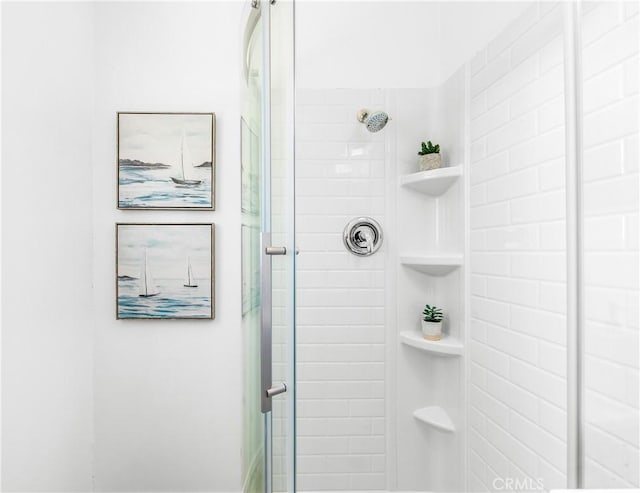 16271 Fairway Ln, Huntington Beach, CA 92649 - bathroom with a shower stall and built in shelves