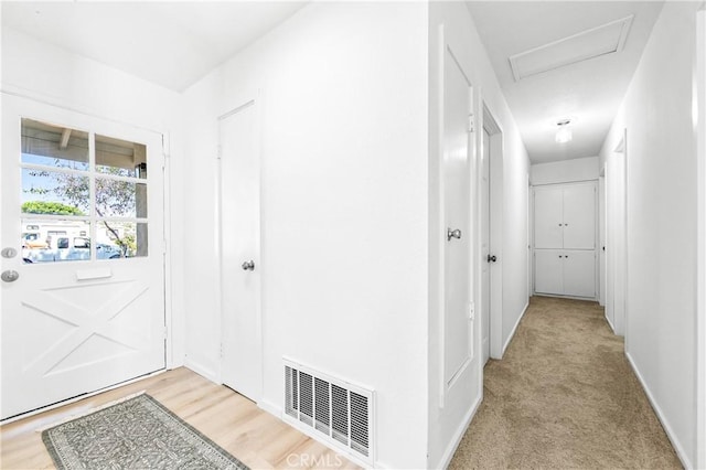 16271 Fairway Ln, Huntington Beach, CA 92649 - corridor with attic access and baseboards