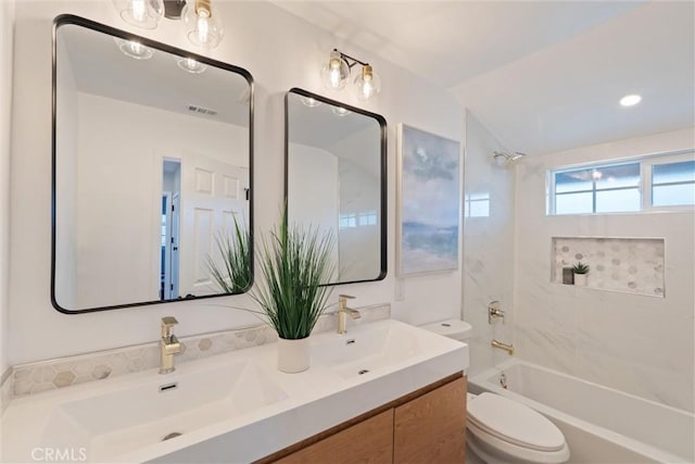 7372 Brian Ln, La Palma, CA 90623 - full bathroom with double vanity, washtub / shower combination, and lofted ceiling