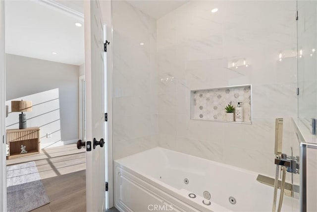7372 Brian Ln, La Palma, CA 90623 - full bath with a jetted tub and wood finished floors