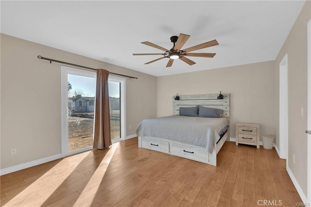 19055 Seaforth St, Hesperia, CA 92345 - bedroom featuring wood finished floors, access to exterior, and ceiling fan