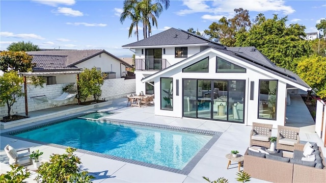 29951 Morongo Pl, Laguna Niguel, CA 92677 - back of property with a fenced backyard, a patio area, a balcony, and an outdoor hangout area