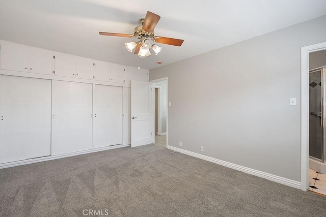 309 N Leland Ave, West Covina, CA 91790 - unfurnished bedroom featuring a closet, carpet flooring, and ceiling fan