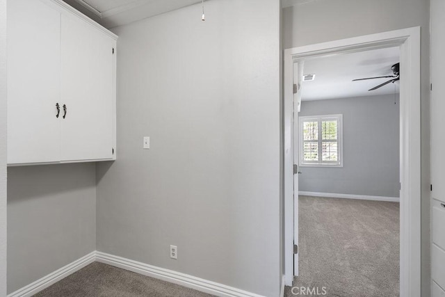 309 N Leland Ave, West Covina, CA 91790 - laundry area with carpet floors and a ceiling fan