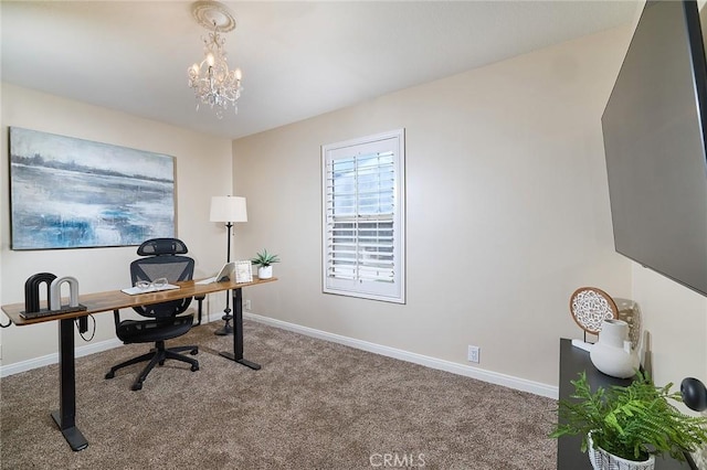 40630 Calle Torcida, Temecula, CA 92591 - office area with carpet floors and a chandelier