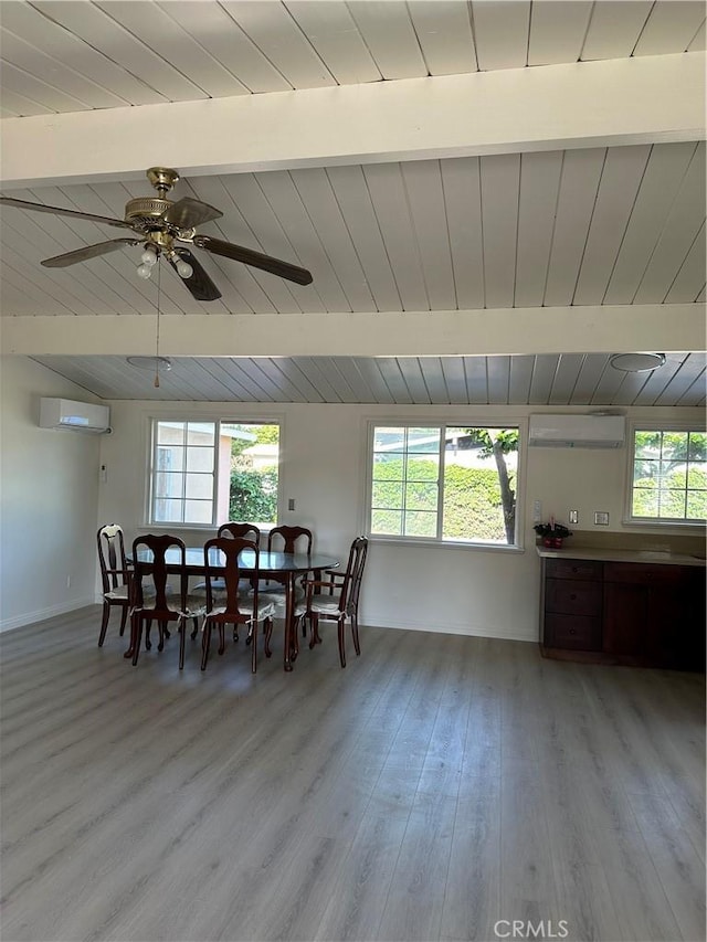 1322 S Walnut Ave, West Covina, CA 91790 - dining area with healthy amount of natural light, light wood finished floors, wood ceiling, and a wall mounted AC