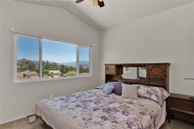 1850 Coolidge St, Corona, CA 92879 - carpeted bedroom with vaulted ceiling, ceiling fan, and a mountain view