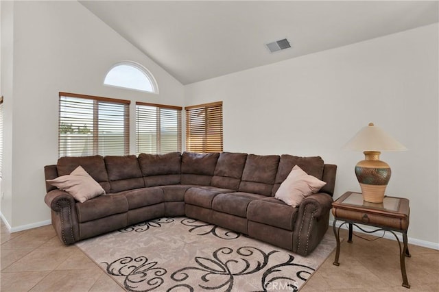 1850 Coolidge St, Corona, CA 92879 - living room with light tile patterned floors and high vaulted ceiling