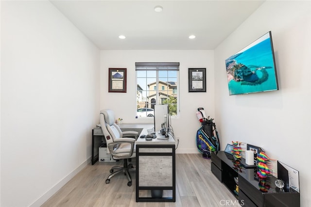 2227 Melogold Way, Corona, CA 92883 - home office featuring light wood finished floors and recessed lighting