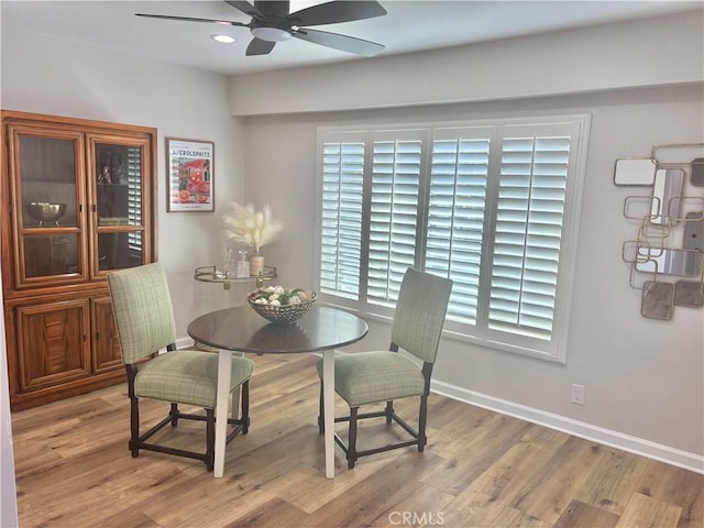 1521 S Pomona Ave Unit A23, Fullerton, CA 92832 - dining area featuring a ceiling fan, light wood-style floors, and recessed lighting