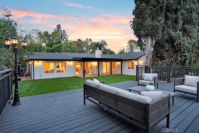24100 Philiprimm St, Woodland Hills, CA 91367 - wooden deck with an outdoor living space and a yard