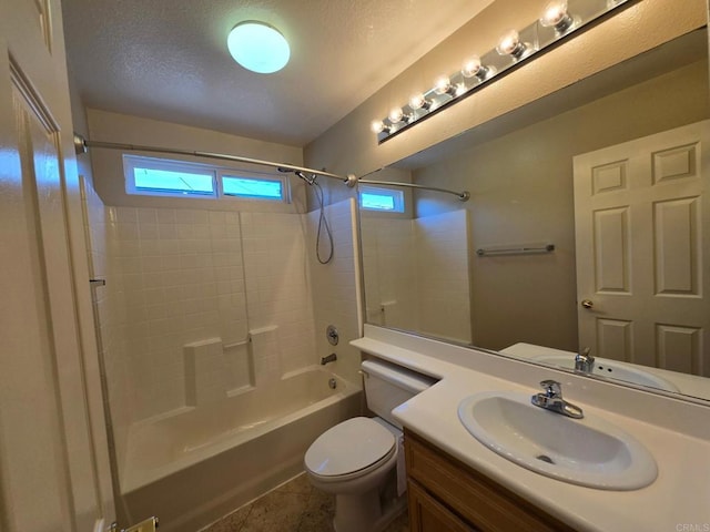 2811 Bear Valley Rd, Chula Vista, CA 91915 - bathroom with bathing tub / shower combination, vanity, a textured ceiling, and tile patterned floors