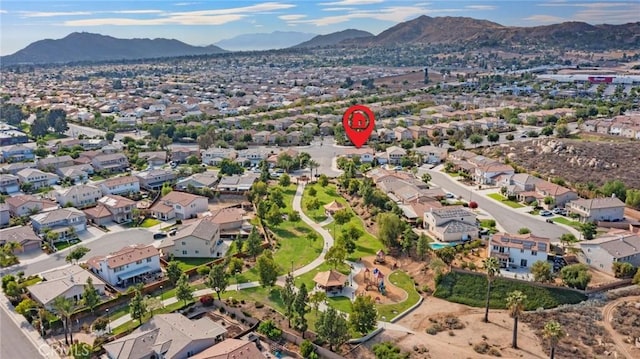 27132 Golden Field Ct, Moreno Valley, CA 92555 - aerial view of property's location featuring a mountainous background and nearby suburban area