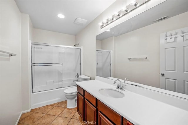 27132 Golden Field Ct, Moreno Valley, CA 92555 - bathroom with vanity, enclosed tub / shower combo, and tile patterned floors