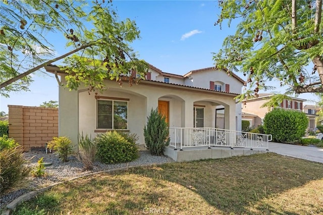 27132 Golden Field Ct, Moreno Valley, CA 92555 - mediterranean / spanish home with covered porch and stucco siding