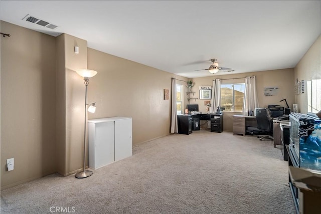 2322 Carolyn Dr, Palmdale, CA 93551 - office area with light carpet and ceiling fan