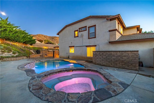 2322 Carolyn Dr, Palmdale, CA 93551 - view of pool with a pool with connected hot tub, a patio, and a mountain view
