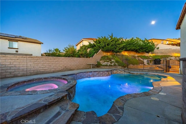 2322 Carolyn Dr, Palmdale, CA 93551 - view of swimming pool with a fenced backyard and a pool with connected hot tub