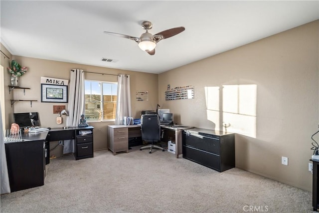 2322 Carolyn Dr, Palmdale, CA 93551 - office area with ceiling fan and light colored carpet
