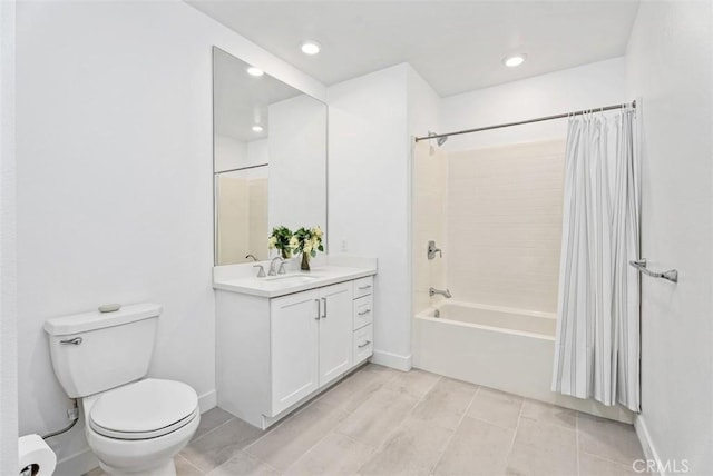 1505 Rivington, Irvine, CA 92612 - bathroom with vanity, shower / tub combo, recessed lighting, and tile patterned floors