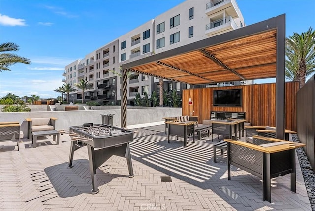 1505 Rivington, Irvine, CA 92612 - view of patio / terrace featuring a pergola and an outdoor living space with a fire pit