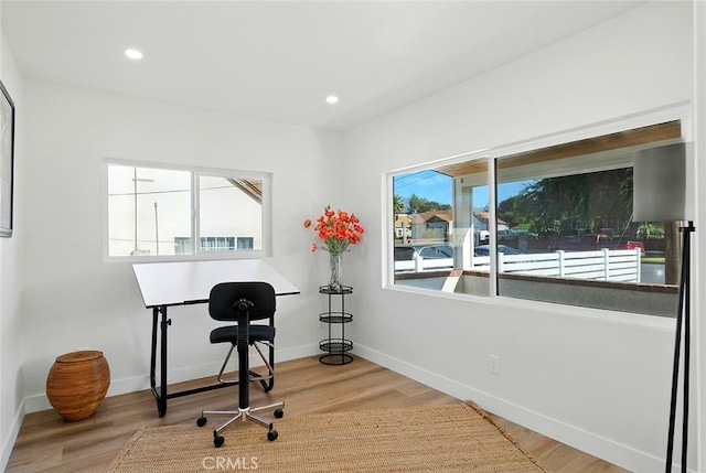 482 Mountain View St, Altadena, CA 91001 - home office with wood finished floors and recessed lighting