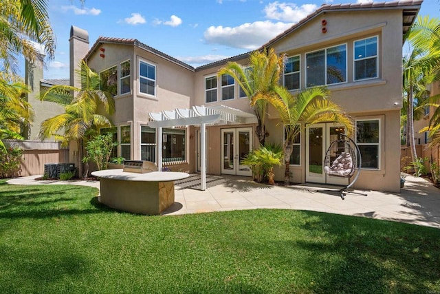3463 Corte Fresa, Carlsbad, CA 92009 - back of property featuring a pergola, stucco siding, french doors, and a patio