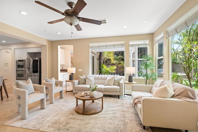 3463 Corte Fresa, Carlsbad, CA 92009 - living room with recessed lighting and ceiling fan