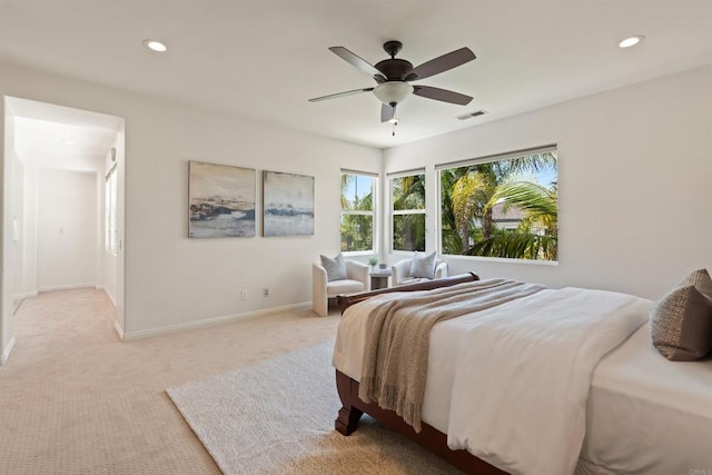 3463 Corte Fresa, Carlsbad, CA 92009 - bedroom featuring light carpet, recessed lighting, and ceiling fan