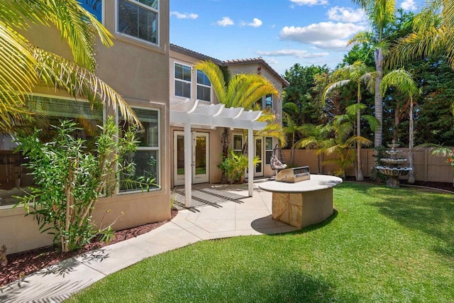 3463 Corte Fresa, Carlsbad, CA 92009 - view of yard featuring a pergola, a patio area, and french doors