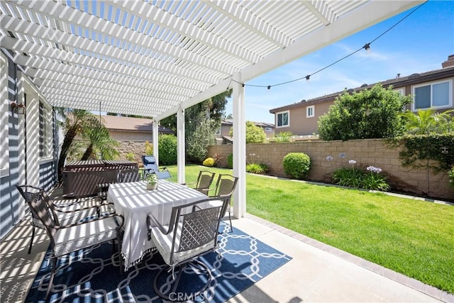 7133 Brisas Ct, Rancho Cucamonga, CA 91739 - fenced backyard featuring outdoor dining area, a pergola, and a patio area