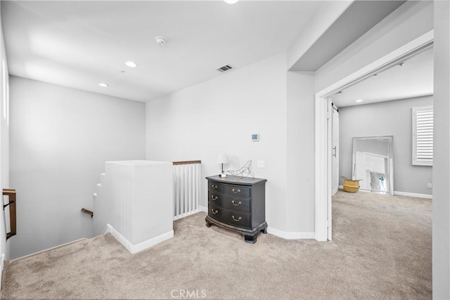 7133 Brisas Ct, Rancho Cucamonga, CA 91739 - corridor featuring an upstairs landing, carpet flooring, and recessed lighting