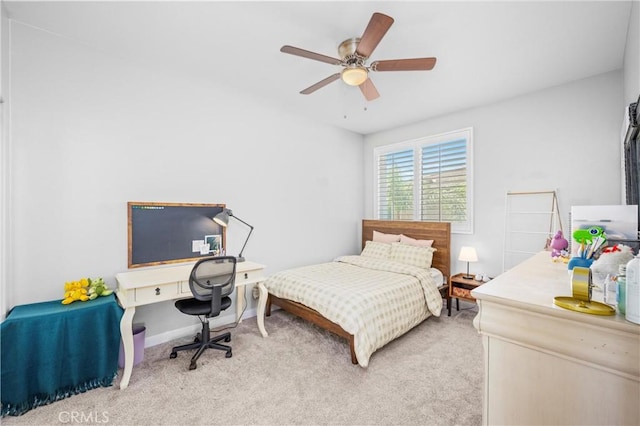 7133 Brisas Ct, Rancho Cucamonga, CA 91739 - bedroom featuring light colored carpet, an office area, and ceiling fan