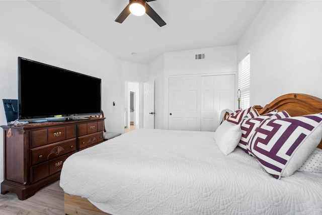 2027 Jenna Pl, Escondido, CA 92029 - bedroom with wood finished floors, a closet, and a ceiling fan