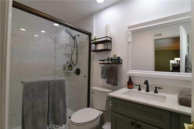 20611 Alaminos Dr, Saugus, CA 91350 - bathroom with vanity, a stall shower, and recessed lighting