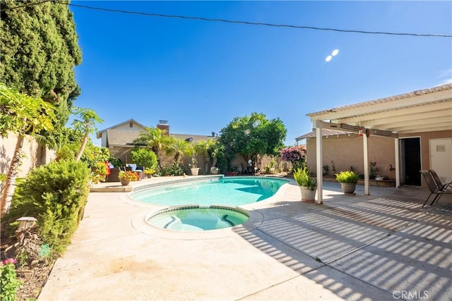3730 E Euclid Ave, Orange, CA 92869 - view of pool featuring a patio area, a pool with connected hot tub, and a fenced backyard