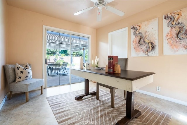 3730 E Euclid Ave, Orange, CA 92869 - home office with a ceiling fan and tile patterned flooring