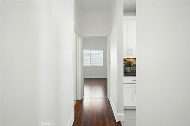 12001 Goshen Ave Unit 303, Los Angeles, CA 90049 - corridor with ornamental molding and dark wood-style floors