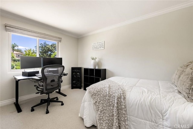 2666 Peacock Pl, La Verne, CA 91750 - carpeted bedroom with crown molding and a desk