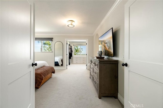 2666 Peacock Pl, La Verne, CA 91750 - corridor featuring crown molding and light carpet