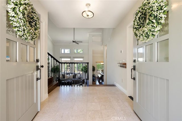 2666 Peacock Pl, La Verne, CA 91750 - foyer entrance featuring a ceiling fan and a high ceiling