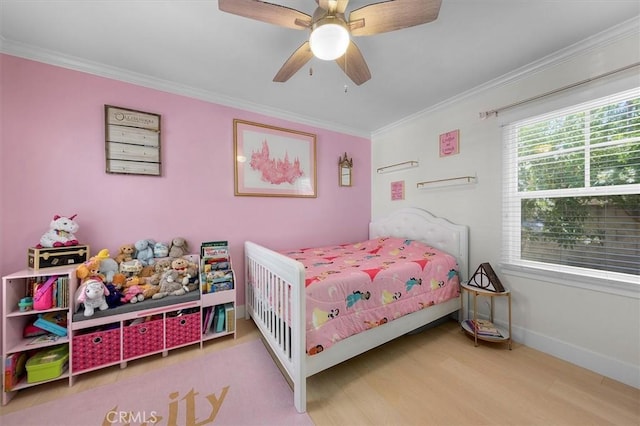 5535 W 142nd Pl, Hawthorne, CA 90250 - bedroom with wood finished floors, ornamental molding, and a ceiling fan