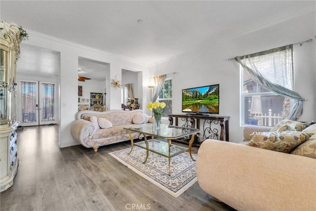 2925 Lemon St, Riverside, CA 92501 - living room featuring crown molding and wood finished floors