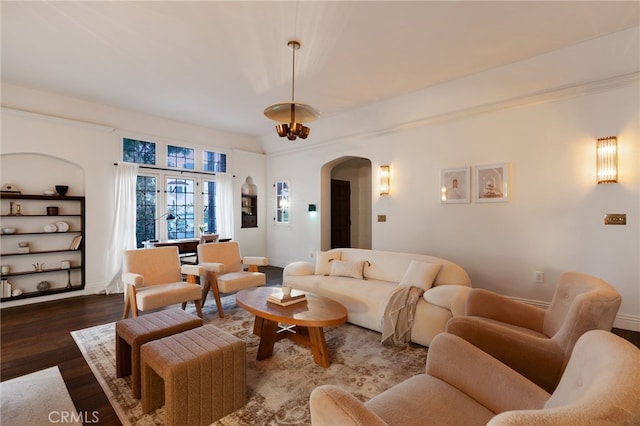 4730 Angeles Vista Blvd, View Park, CA 90043 - living area with arched walkways and wood finished floors