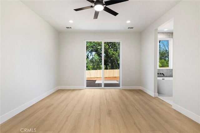 5909 Del Mar Ave, Paradise, CA 95969 - empty room with ceiling fan, light wood-style floors, and recessed lighting