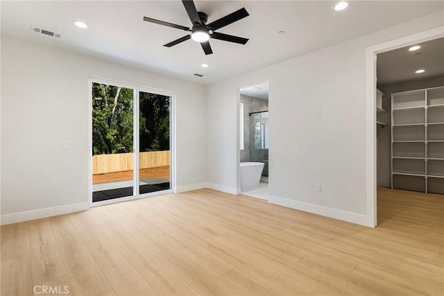 5909 Del Mar Ave, Paradise, CA 95969 - unfurnished room featuring light wood-type flooring, a ceiling fan, and recessed lighting