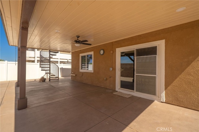 26649 Azalea St, Moreno Valley, CA 92555 - view of patio / terrace featuring stairway and a ceiling fan